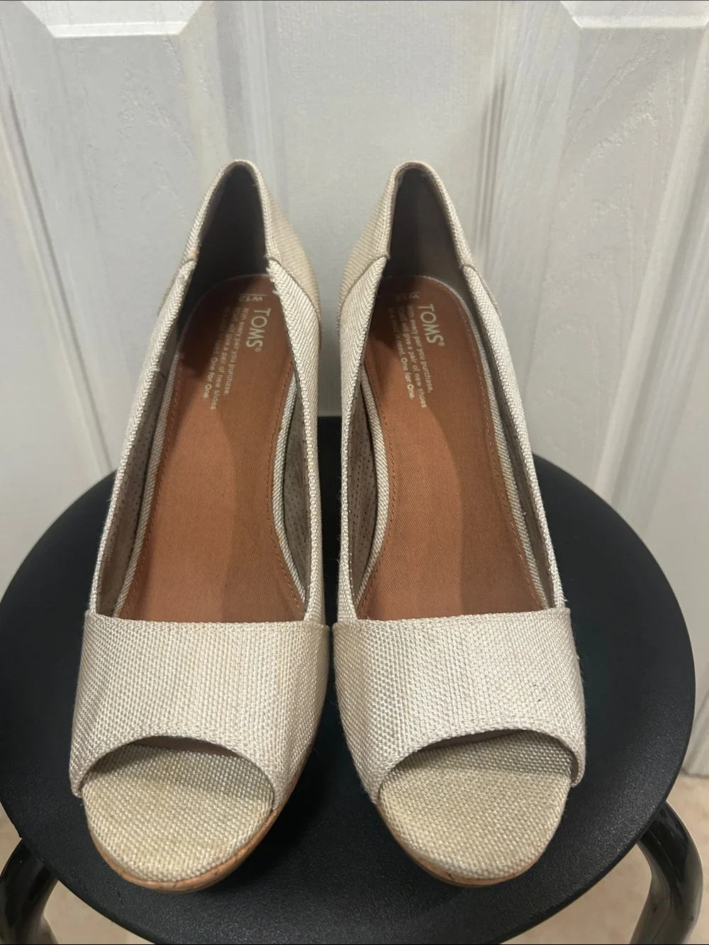 TOMS Peeptoe Wedges Size 12